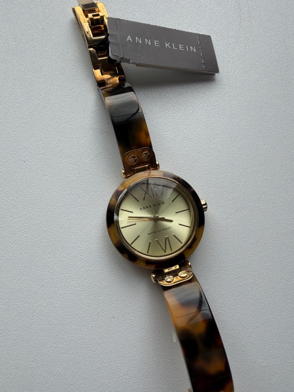 Anne Klein Tortoiseshell Bracelet Watch with Gold Dial NWT